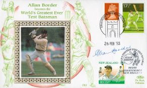 Cricket Alan Border signed Benham FDC Allan Border becomes the World's Greatest ever Test Batsman PM