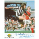Football. Malcolm Macdonald Signed 10x8 Autographed Editions page. Bio description on the rear.
