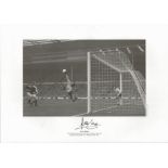 Football. Peter Shilton Signed 11x8 black and white photo set on A3 card. Photo shows Shilton making