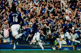 Football. Everton's Andy Johnson hand signed 16x12 colour photo. Photo shows Johnson celebrating