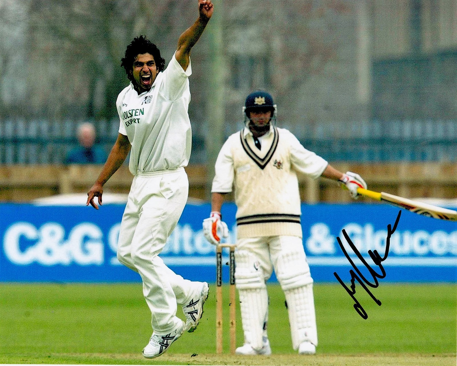 Cricket Amjad Khan signed Kent 10x8 colour photo. Amjad Khan (born 14 October 1980) is a Danish