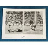 Martin Peters signed 22x16 Big blue tube Cup Kings Series black and white print picturing Peters