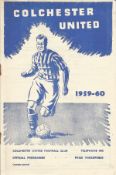 Football Colchester United v Halifax vintage programme Football League 1959-60 season. Good