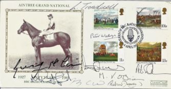 Horse Racing legends multi signed Aintree Grand National 1927-1987 BBC Commentary FDC 9 fantastic