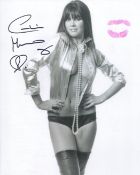 007 Bond girl Caroline Munro signed and physically kissed photo to leave a lipstick mark upon it.