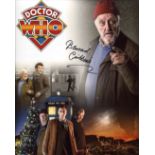 Doctor Who 8x10 montage photo dedicated to and signed by actor Bernard Cribbins. Good condition. All