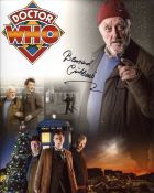 Doctor Who 8x10 montage photo dedicated to and signed by actor Bernard Cribbins. Good condition. All