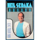 Neil Sedaka signed UK tour 1989 programme. Signed inside. Good condition. All autographs come with a