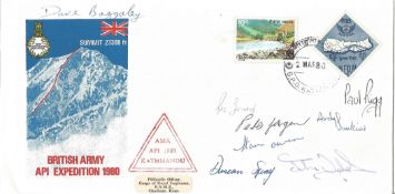 British Army 1980 Mountaineering Team Kathmandu multi signed cover. Good condition. All autographs