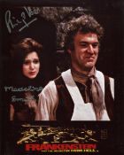 Frankenstein 8x10 horror movie photo signed by Bond girl Madeline Smith and the late actor Philip