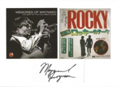 Maynard Ferguson signed 12x8 signature piece includes signed white card and two photos fixed to A4