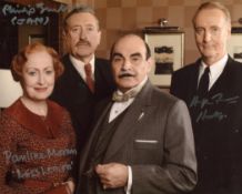 Poirot cast signed photo 8x10 photo signed by Hugh Fraser (Captain Hastings), Pauline Moran (Miss