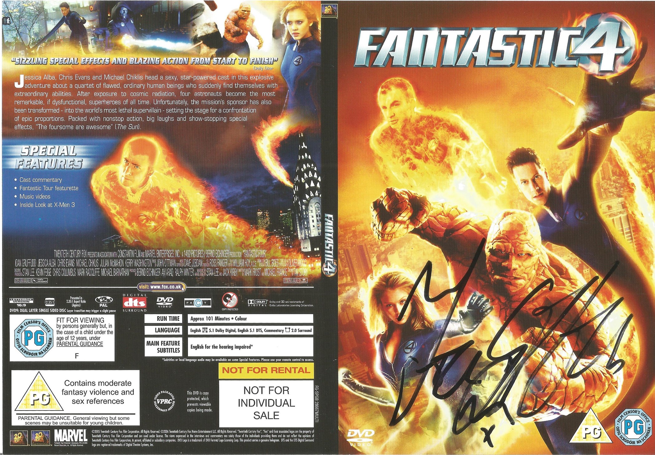 Ioan Gruffudd signed DVD sleeve for 2005 film Fantastic 4. Good condition. All autographs come