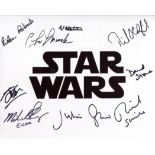 Star Wars 8x10 photo signed by NINE actors who were in the films, including 2nd Unit Director Bill