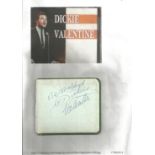 Dickie Valentine signed autograph album page, back page with hard back from book with biography