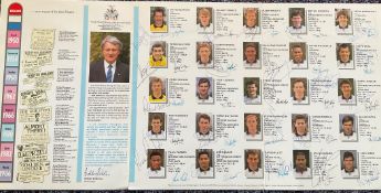 Football. England FIFA World Cup Italy 1990 Team sheet Signed by all squad players including : David