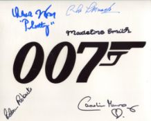 007 James Bond multi signed 8x10 photo signed by FIVE actors who starred in a Bond movie in Madeline