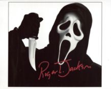 Horror movie 'Scream' actor Roger L Jackson signed 8x10 photo. Good condition. All autographs come