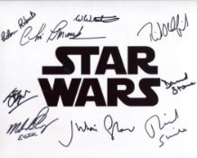 Star Wars 8x10 photo signed by NINE actors who were in the films, including 2nd Unit Director Bill