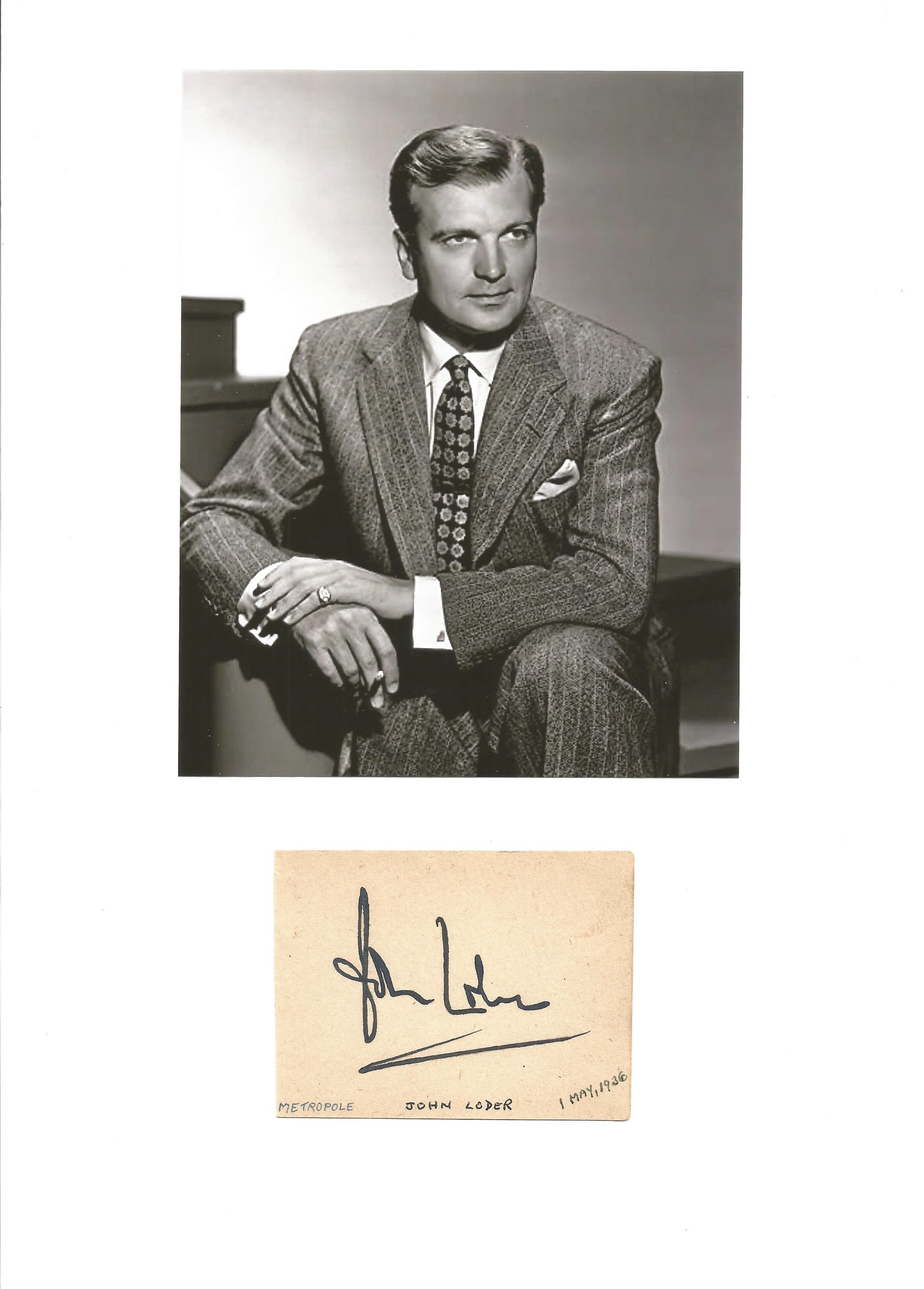 John Loder 12x8 signature piece includes signed album page and black and white photo. John Loder