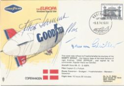 Zeppelin Captains Hans Von Schiller and Albert Sammt signed flown FDC The Europa Goodyear Type GZ