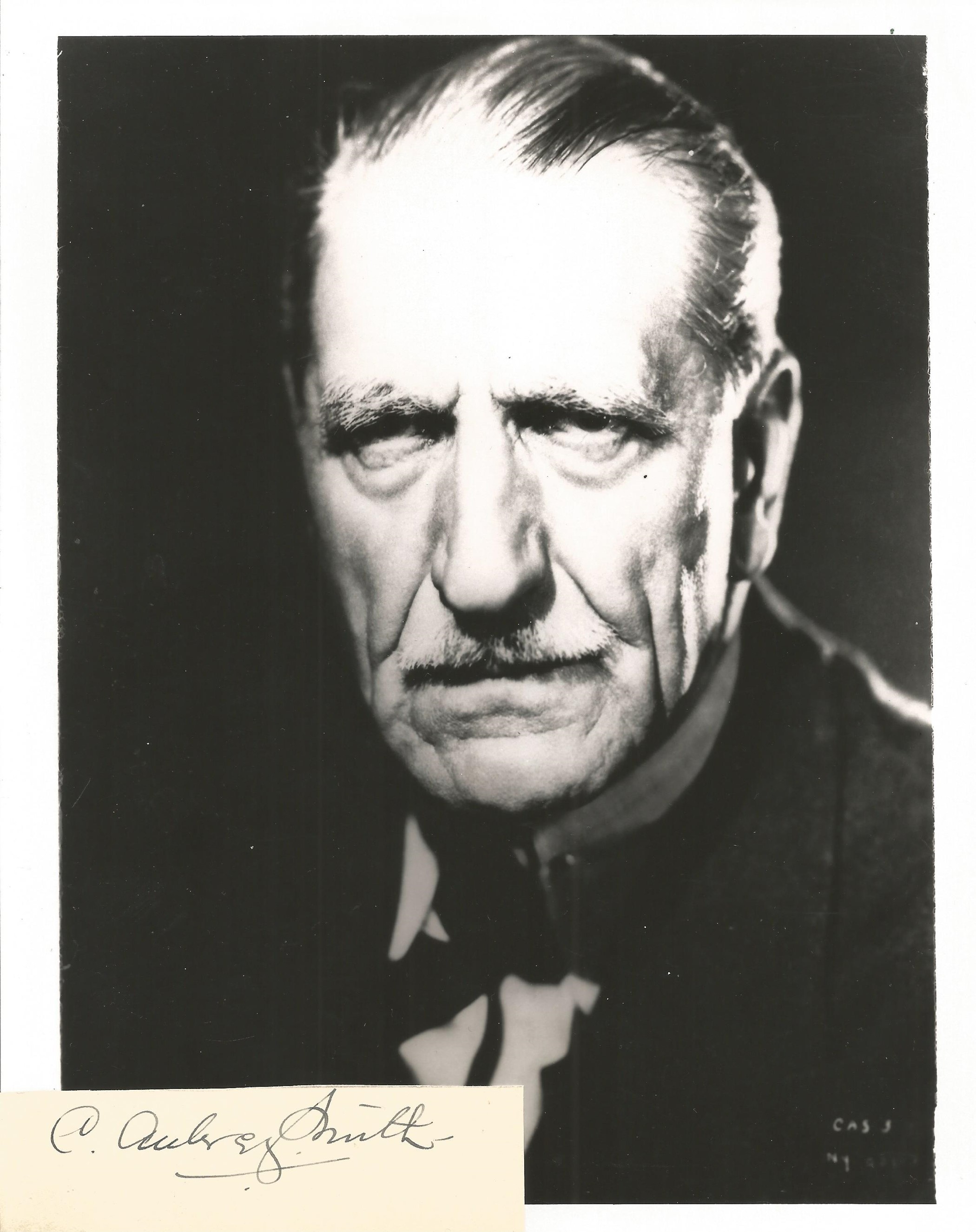 C Aubrey Smith small signature piece with 10 x 8 inch black and white photo. Smith was an English