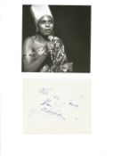 Miriam Makeba signature piece below black and white photo. Good condition. All autographs come