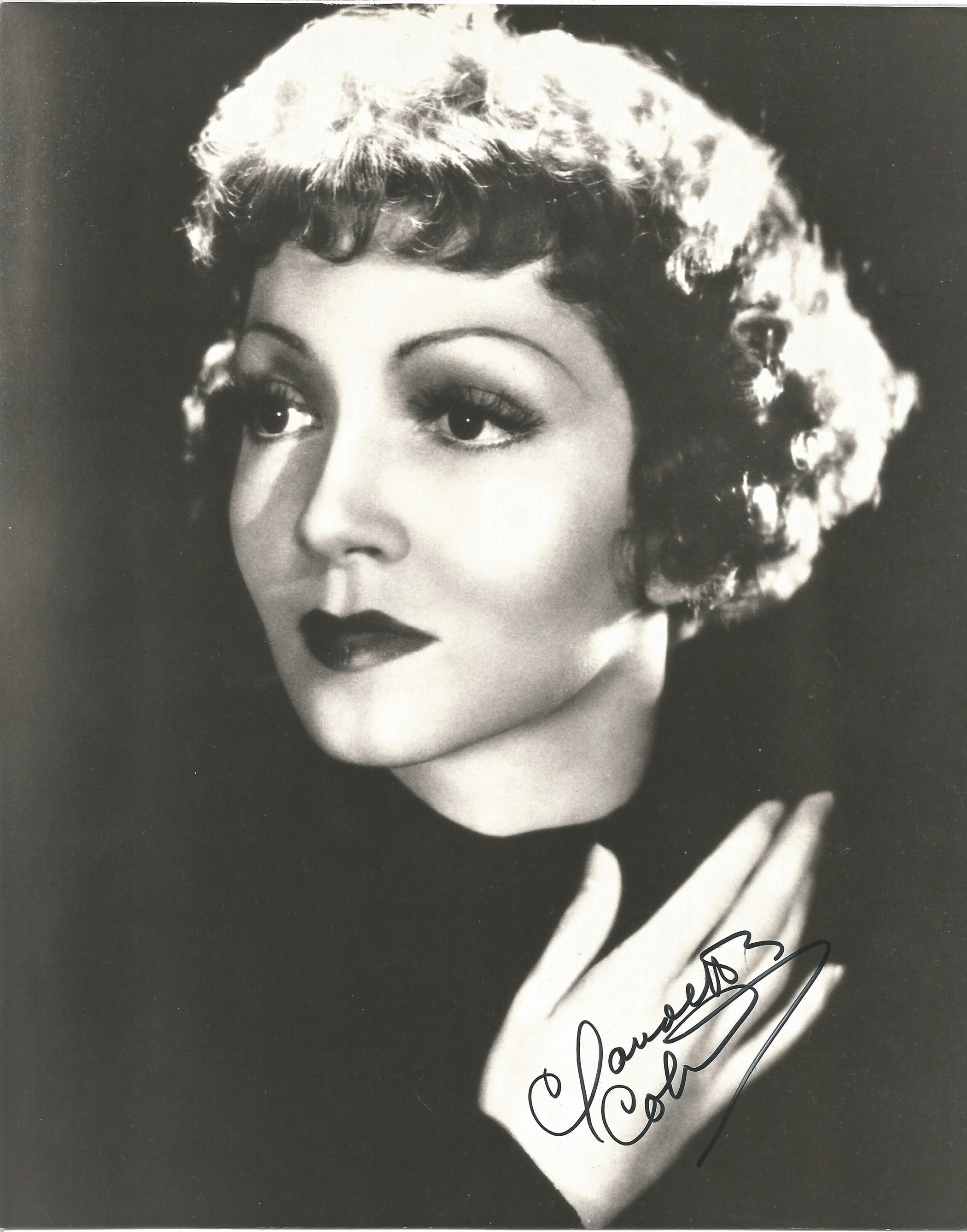 Claudette Colbert signed 10 x 8 inch black and white photo. September 13, 1903 - July 30, 1996 was