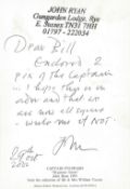 John Ryan signed and dedicated postcard dated 29th October 200. Ryan was a Scottish animator and