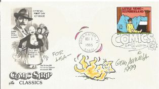 Gus Arriola signed and dedicated FDC dated 1999, celebrating comic strip classics. Post marked 1st