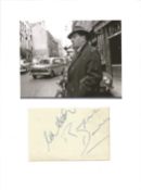 Rupert Davies 12x8 signature piece includes signed album page and black and white Maigret photo