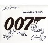 007 James Bond multi signed 8x10 photo signed by SIX actors who starred in a Bond movie in