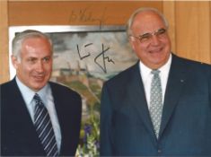 Helmut Kohl and Benjamin Netanyahu signed 10x7 colour photo. Good condition. All autographs come