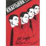 Kraftwerk signed 10x8 irregular cut piece. Signed by 4. Signatures include Ralf Hutter Karl