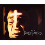 Twins of Evil horror movie photo signed by actor Damien Thomas. Good condition. All autographs