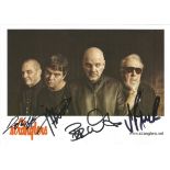 The Stranglers Multi signed 8x6 colour promo photo signatures include Jet Black, Paul Roberts,