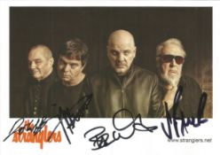 The Stranglers Multi signed 8x6 colour promo photo signatures include Jet Black, Paul Roberts,