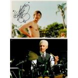 Charlie Watts Rolling Stones signed photos. Two 10 x 8 inch colour photos one in younger years on