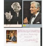 Classical Music Conductors collection 3 fantastic, signed items includes Leonard Bernstein, Nico