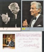 Classical Music Conductors collection 3 fantastic, signed items includes Leonard Bernstein, Nico