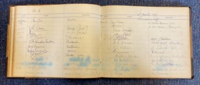 HMS Tiptoe visitors book with 846 autographs inc four Donald Cameron VC and two Bell Davies VC.