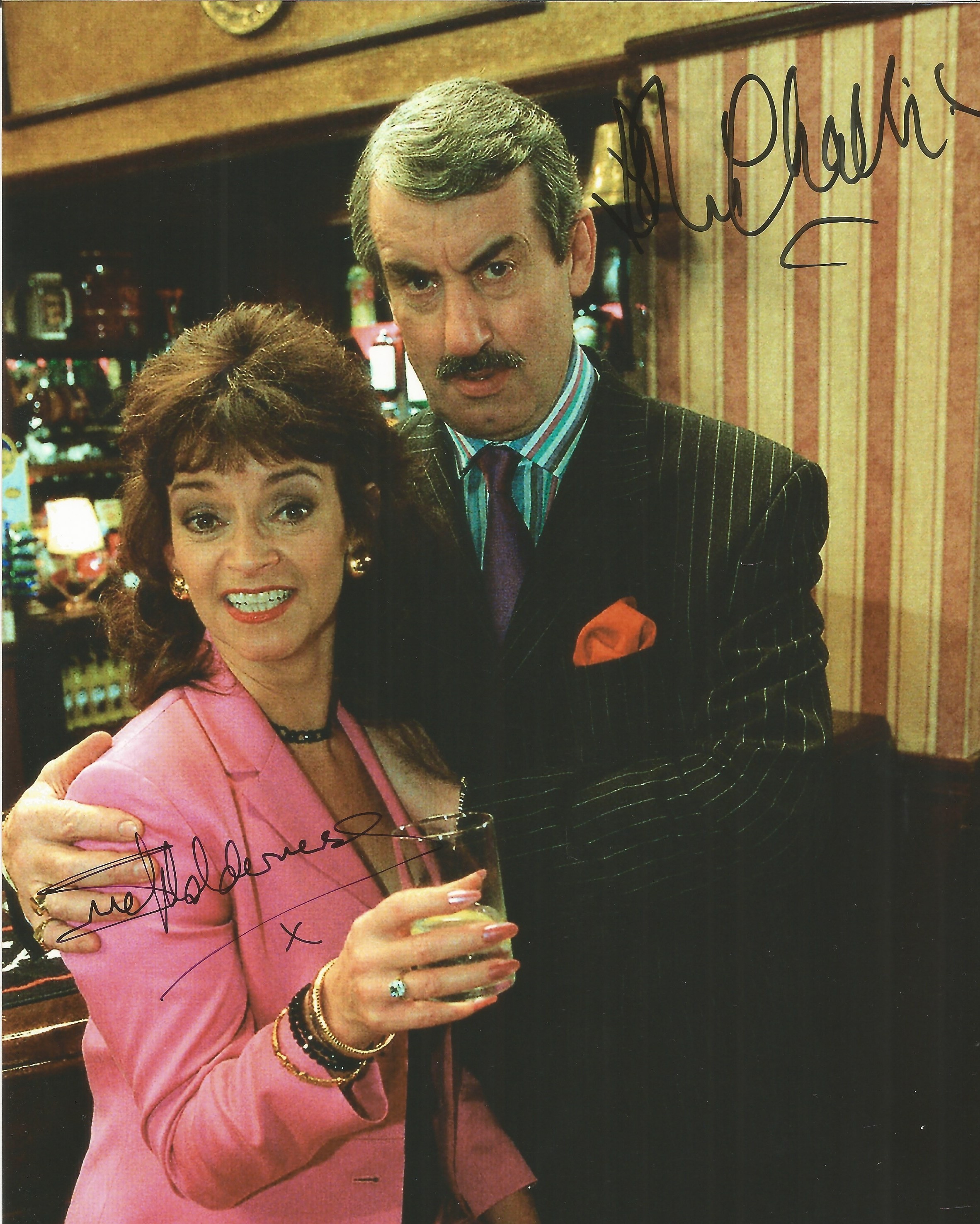 John Challis and Sue Holderness signed Only Fools and Horses 10x8 colour photo. Good condition.