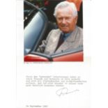 Ferdinand Alexander Porsche Jnr 9x6 signature piece includes signed TLS and colour photo.