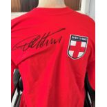 Geoff Hurst signed England 1966 World Cup Winners retro Football shirt. Size Large. Good