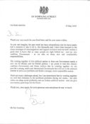 David Cameron signed TLS dated 19 May 2010 addressed to TV presenter and newsreader Jan Leeming