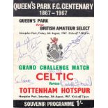 Football Autographed Celtic 1967, An Official Programme Celtic V Tottenham At Hampden Park On The