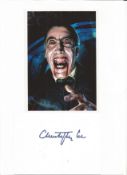 Christopher Lee signed 12X8 mounted album page and colour Dracula photo. Sir Christopher Frank