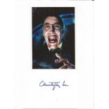 Christopher Lee signed 12X8 mounted album page and colour Dracula photo. Sir Christopher Frank