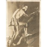 Johnny Weissmuller signed 7x5 sepia vintage Tarzan photo. Janos (Johann) Peter Weissmuller (June