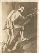 Johnny Weissmuller signed 7x5 sepia vintage Tarzan photo. Janos (Johann) Peter Weissmuller (June